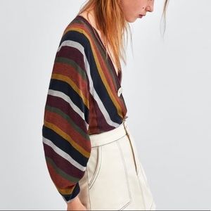NWOT Zara Stripped Button-Up Top